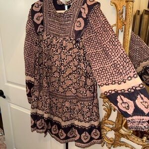 Sea New York size XL Bohemian Pink and Black Patterned Dress